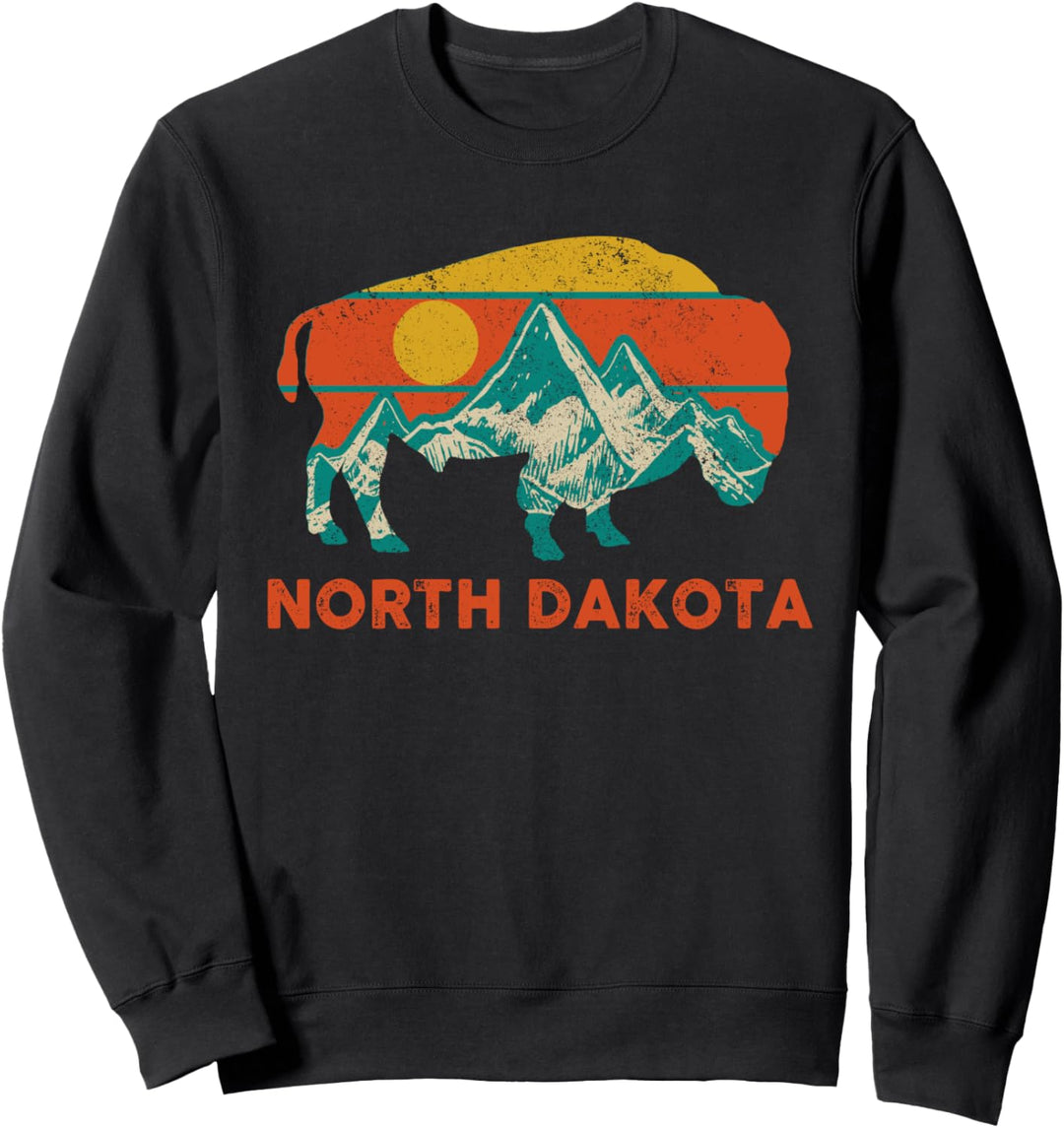 North Dakota Vintage Bison Büffel Amerika USA Souvenir Sweatshirt