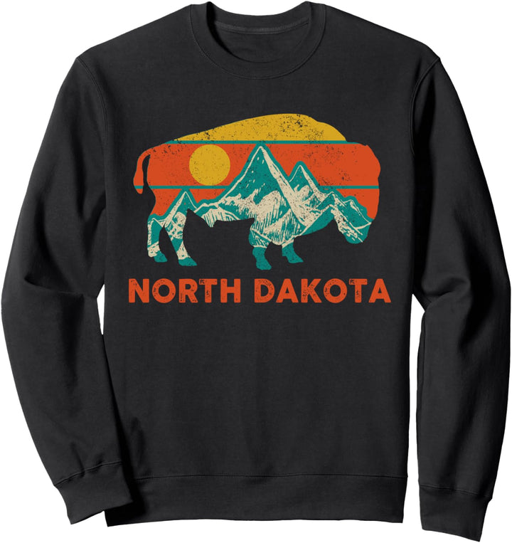 North Dakota Vintage Bison Büffel Amerika USA Souvenir Sweatshirt
