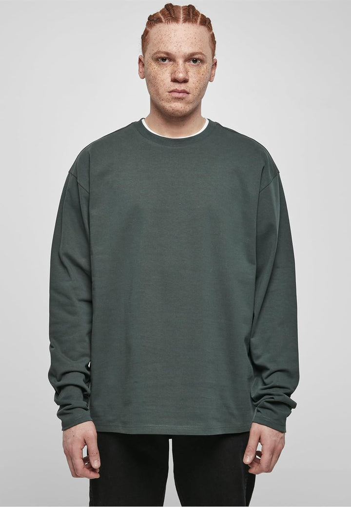 Urban Classics Herren Ultra Heavy Oversized Longsleeve L Bottlegreen, L Bottlegreen