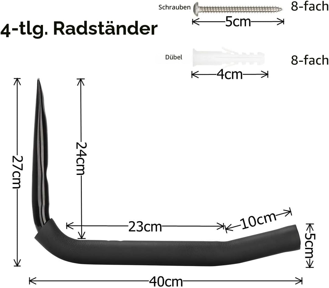Robuste Garagenaufbewahrung, 40 cm Wandhalterung, Reifenhalterung, Alternative, 4 Stück Kajak-Haken,