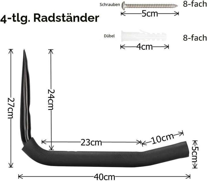 Robuste Garagenaufbewahrung, 40 cm Wandhalterung, Reifenhalterung, Alternative, 4 Stück Kajak-Haken,