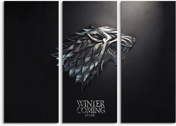 Leinwandbild 3 teilig Game_of_Thrones_Stark_3x90x40cm (Gesamt 120x90cm) _Ausführung schöner Kunstdru