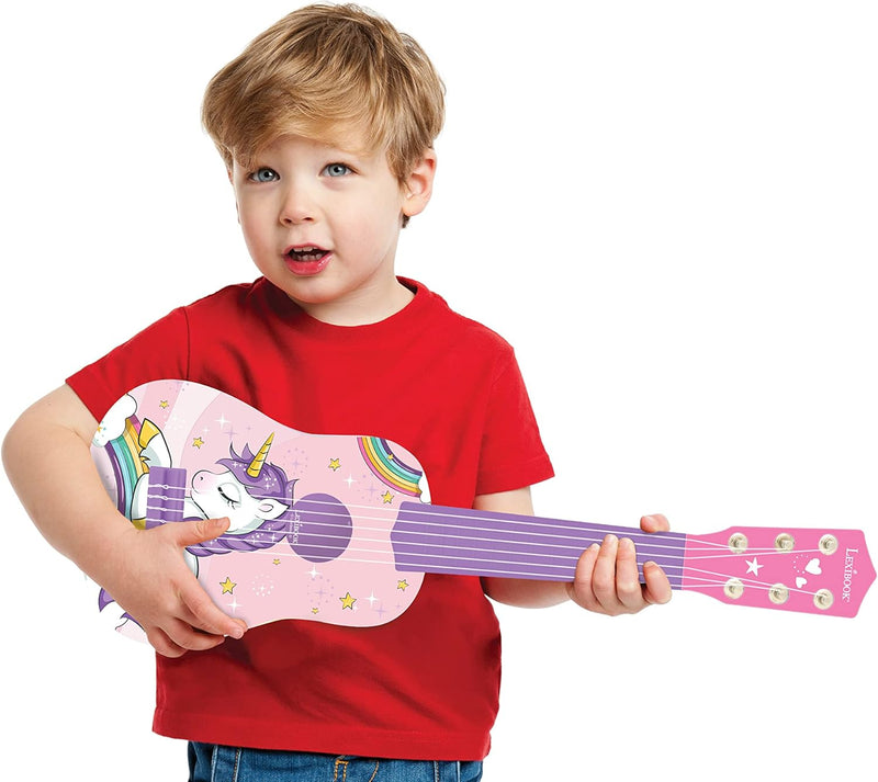 Lexibook erste Gitarre Einhorn für Kinder, 6 Nylonsaiten, 53 cm, Anleitung inklusive, Rosa/Blau, K20