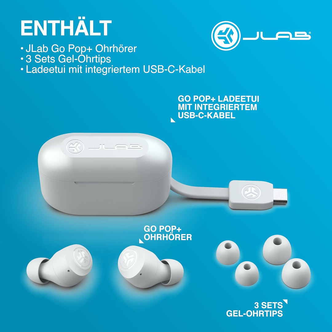 JLab Go Air Pop+ In Ear Kopfhörer kabellos Bluetooth, True Wireless Kopfhörer, 35+ Std. Headphones,