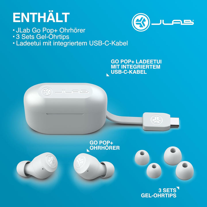 JLab Go Air Pop+ In Ear Kopfhörer kabellos Bluetooth, True Wireless Kopfhörer, 35+ Std. Headphones,