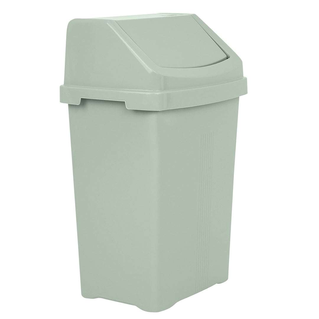 2x Mülleimer mit Schwingdeckel grün 50L Mülltrennung Deckel Müllkorb Büro Silbergrün 2 x 50 Liter, S