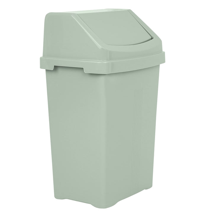 2x Mülleimer mit Schwingdeckel grün 50L Mülltrennung Deckel Müllkorb Büro Silbergrün 2 x 50 Liter, S