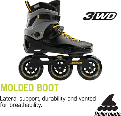 Rollerblade RB 110 Unisex Erwachsene Fitness Inline Skate Black/Saffron Yellow, Urban Performance In