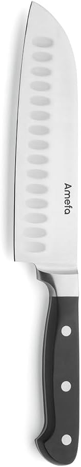 Amefa Premium Santoku Messer 7" | Mehrzweck Küchenmesser Scharf | Santokumesser mit Kullenschliff |