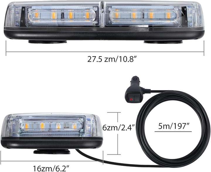 PROZOR Auto Rundumleuchte 24 LED 12V/ 24V Wasserdicht Warnleuchte mit Doppelschalter 5m Zigarettenan