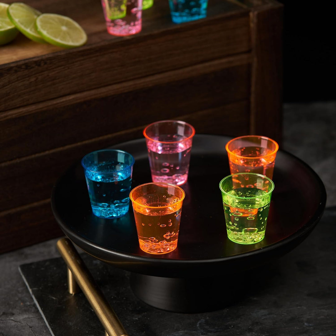 MATANA 300 Bunte Schnapsgläser aus Plastik, 3cl - Pinnchen Kunststoff, Neon Shotgläser, Shot Becher,