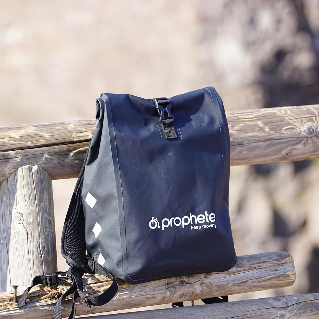 Prophete Fahrradtasche, Seitenpacktasche, wasserdicht, auch als Rucksack zu nutzen, Farbe schwarz