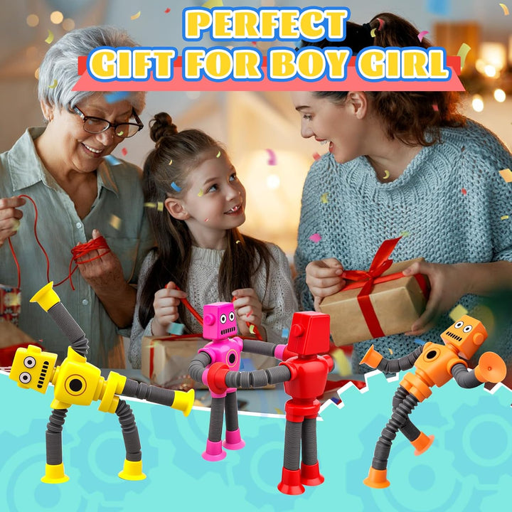 14PCS Transformable Fidget Spinner Roboter - Saugtasche Pop Tube Sensorische Spielzeug, Korb Strümpf
