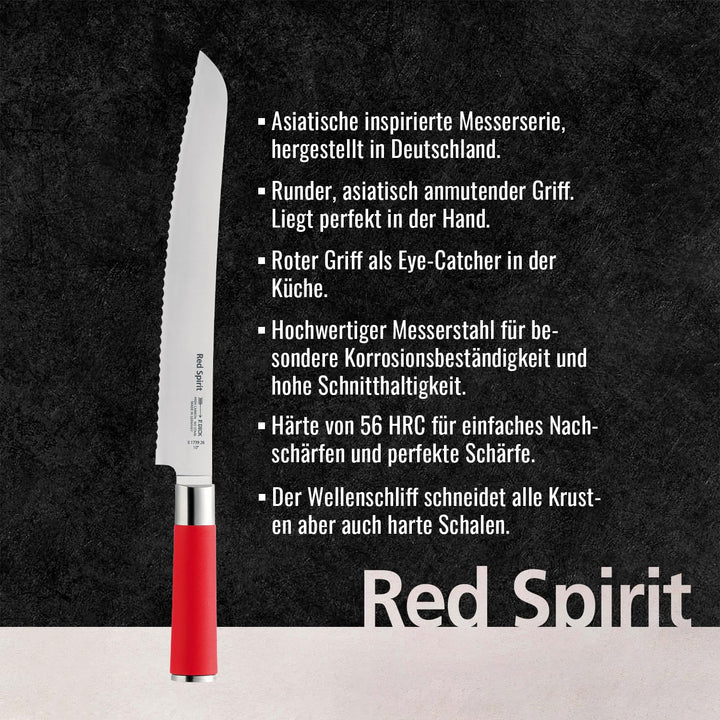 F. DICK Brotmesser, Sägemesser, Red Spirit (Messer mit Klinge 26 cm, X55CrMo14 Stahl, nichtrostend,