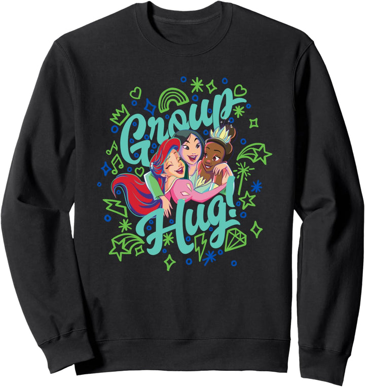 Disney Princess Ariel, Mulan, Tiana Group Hug! Sweatshirt