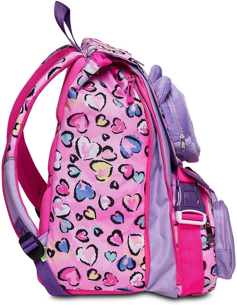 SJ Rucksack für Schule, erweiterbar, gross, Fleecy Girl – Bär – Grundschule – Mädchen, Rebel Pink, T