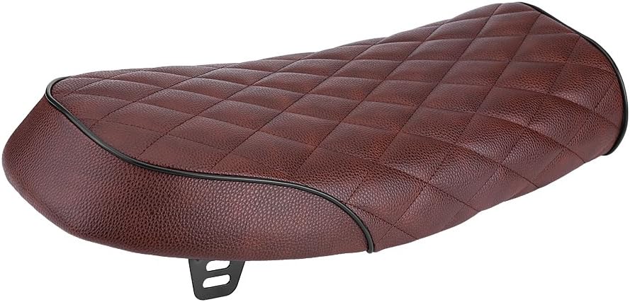Qiilu Motorrad Sitzbank Sattel Kissen Sitzpad PU Leder für Honda CG125 GN CG CB400SS(Braun)