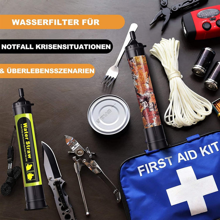 AQUAB® Wasserfilter Outdoor Survival Militär Camping für 4500L Trinkwasser | entfernt 99,99% aller B