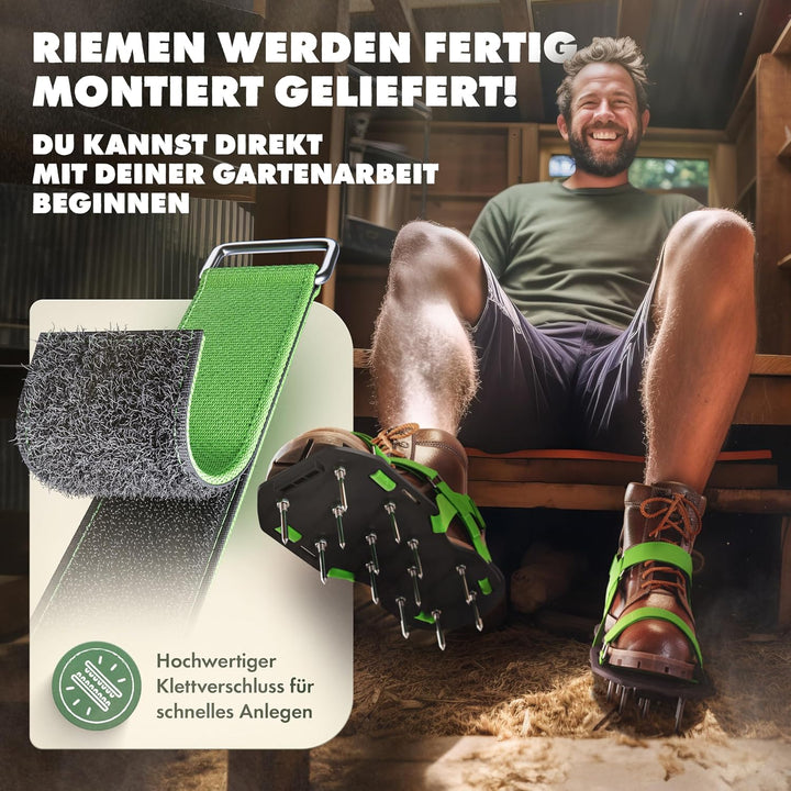 LAINFELD Nagelschuhe mit Klettverschluss | Rasenbelüfter + Estrichschuhe | Rasenlüfter Vertikutierer