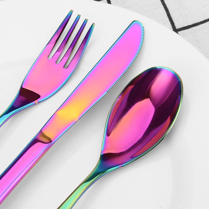 Regenbogen Besteck Set, Bettlife 30-teilig Besteckset für 6 Personen mit Messer/Gabel/Löffel, Edelst