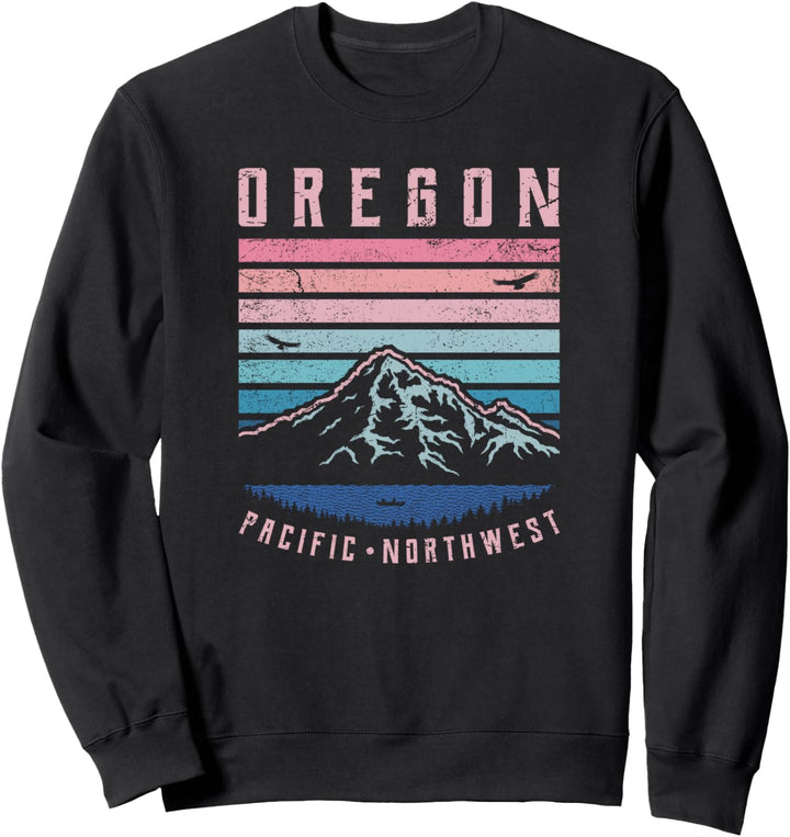 Oregon Retro Mountains Vintage Portland Home State Mountain Sweatshirt