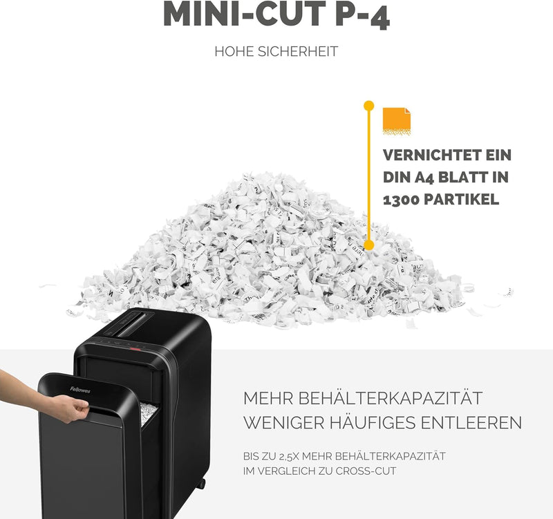 Fellowes 20 Blatt Aktenvernichter Partikelschnitt (P4), Papierschredder für Büro, Homeoffice, Powers