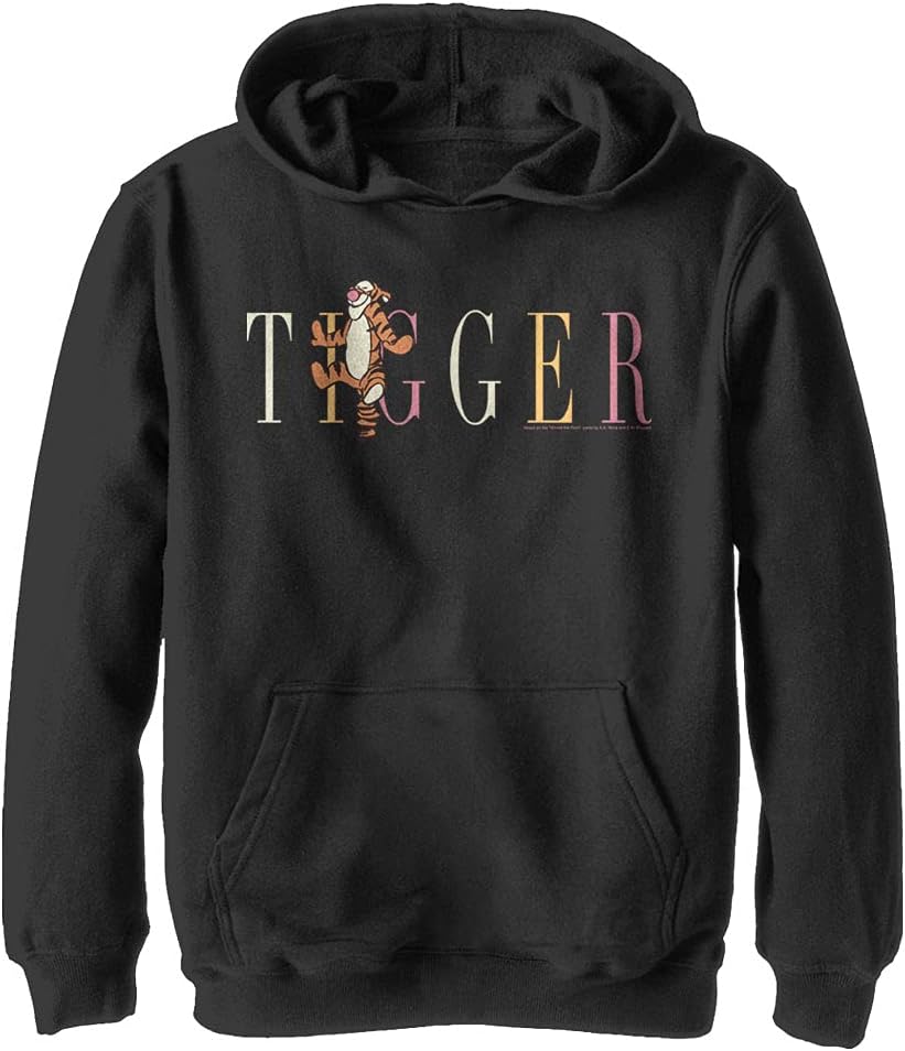 Disney Winnie The Pooh Tigger Fashion Boy's Hooded Pullover Fleece, Black, Small