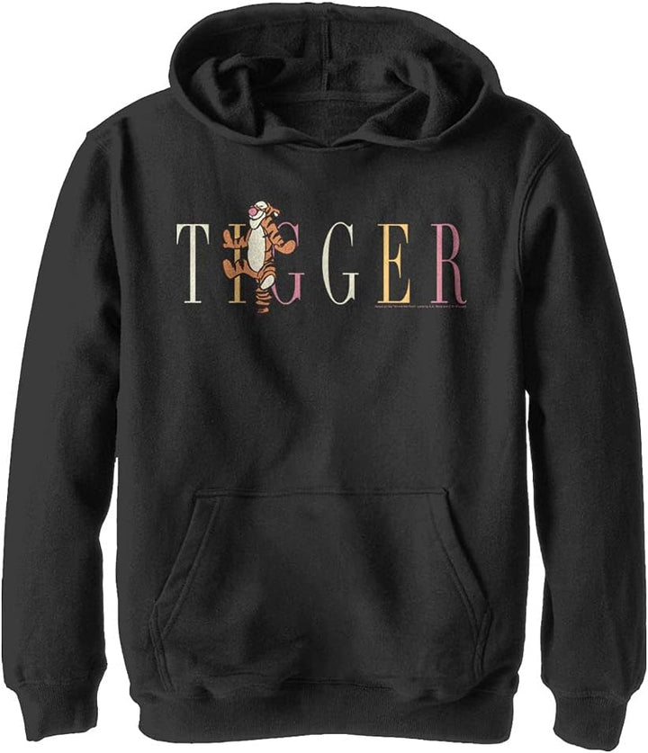 Disney Winnie The Pooh Tigger Fashion Boy's Hooded Pullover Fleece, Black, Small