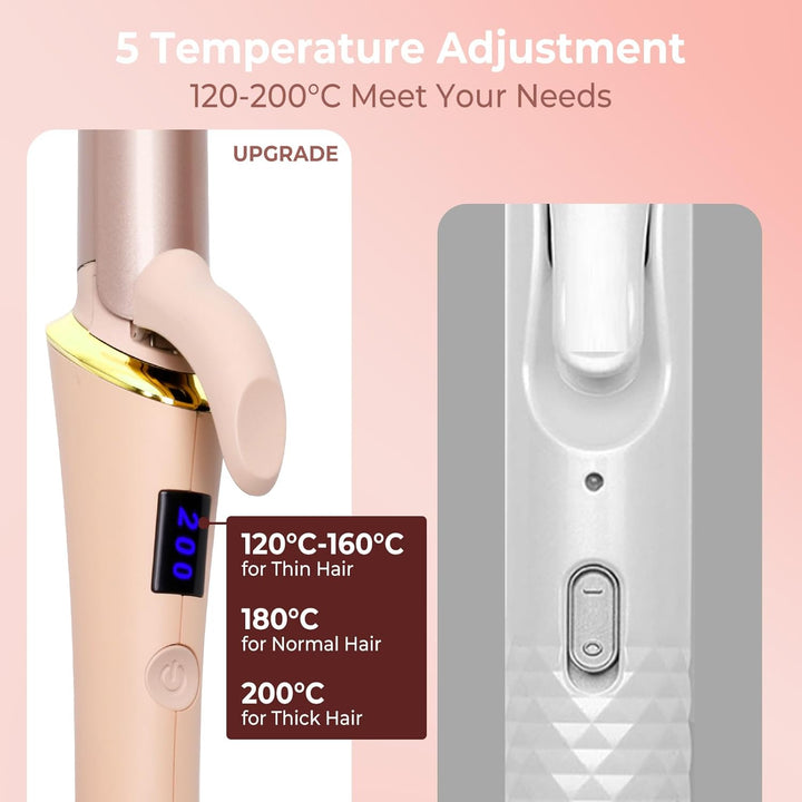 25mm lockenstab für kurze haare, Reise Lockenstabs mit LCD Display, 5 Temperatur Einstellbar 120-200