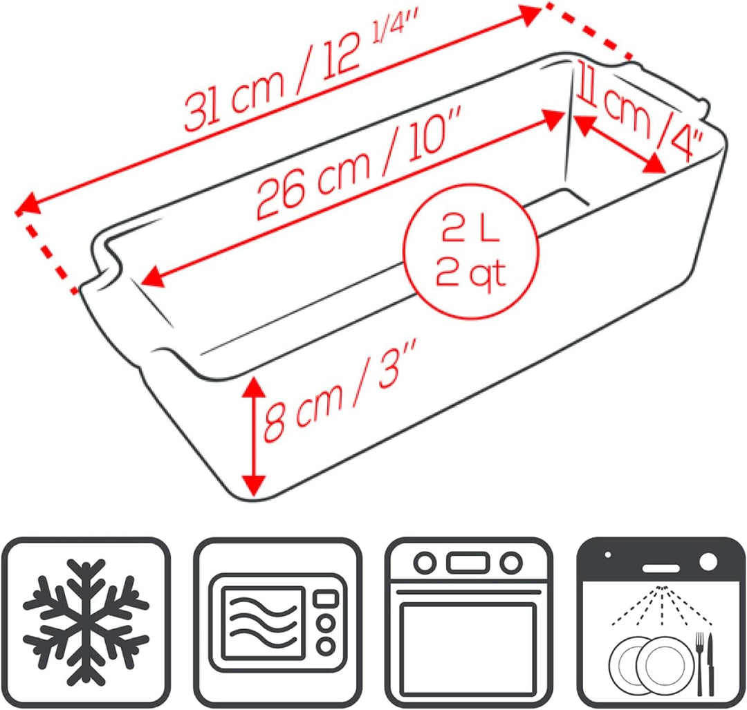 Peugeot - Appolia Kastenform - Brotbackform aus Keramik mit Griffen - Blau, 25,4 x 10,2 x 7,6 cm Tie