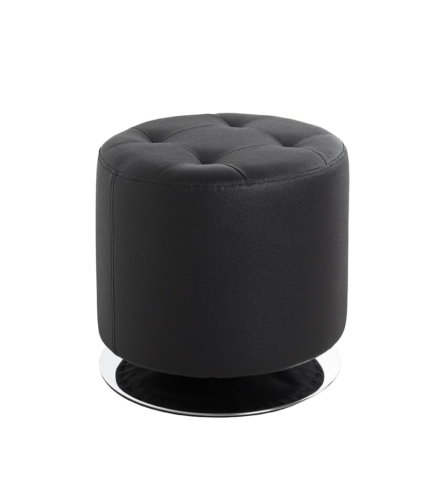 HAKU Möbel Hocker, Kunstleder, chrom-schwarz, Ø 40 x H 40 cm Chrom-schwarz H: 40 x Ø 40, Chrom-schwa