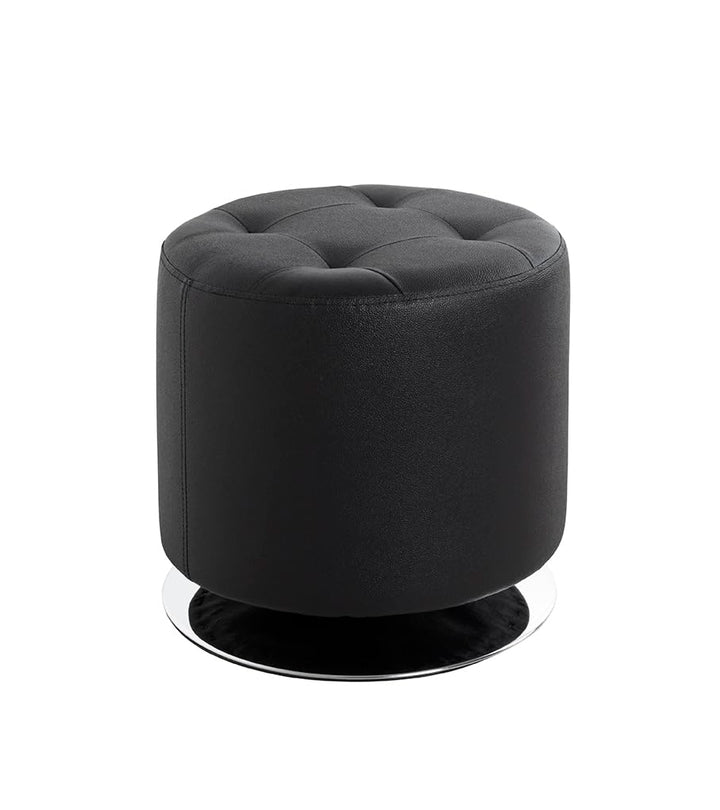 HAKU Möbel Hocker, Kunstleder, chrom-schwarz, Ø 40 x H 40 cm Chrom-schwarz H: 40 x Ø 40, Chrom-schwa