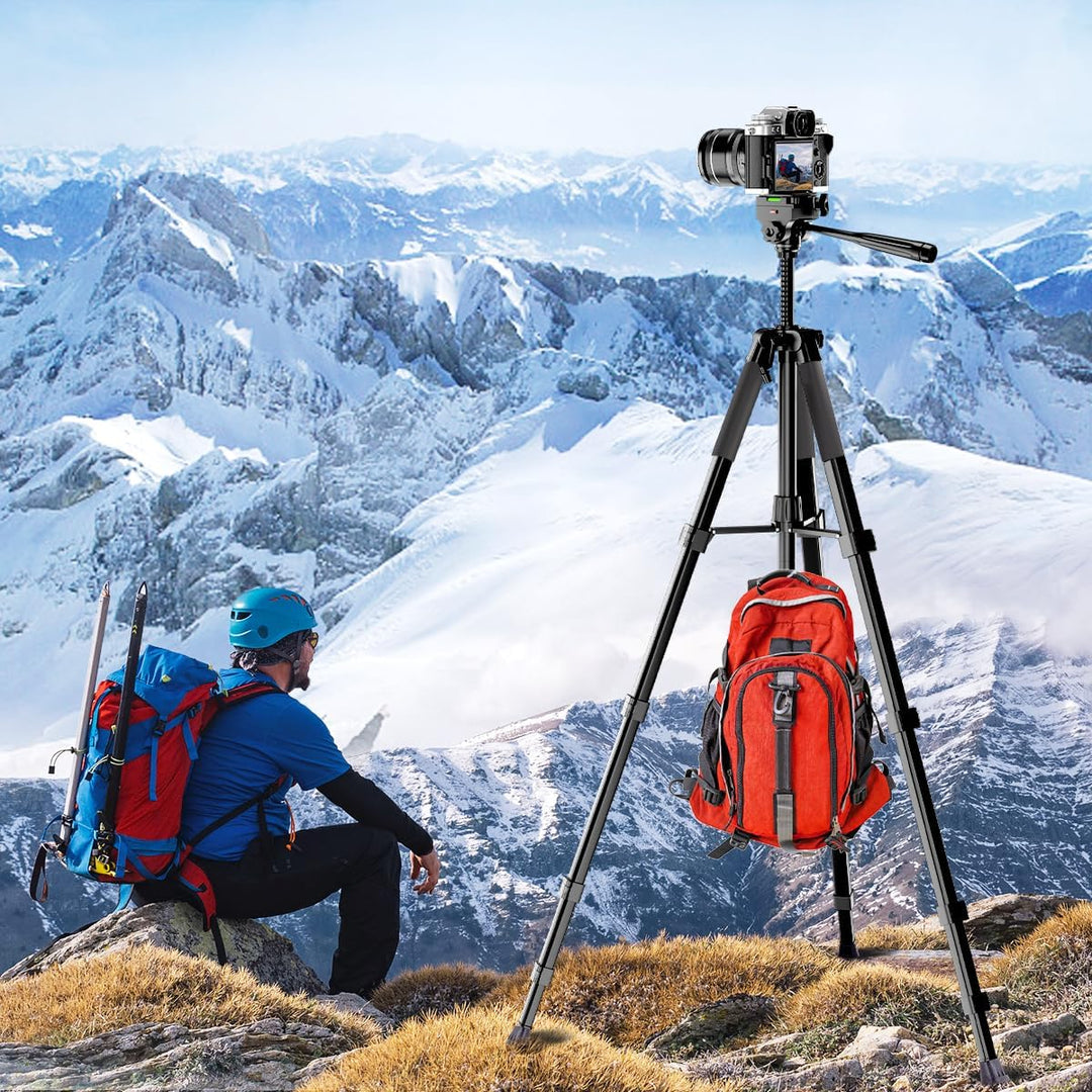 Kamera Stativ, 175cm Aluminium Videostativ mit Fluidkopf für Sony/Nikon/Canon, Leichtes Telefonstati