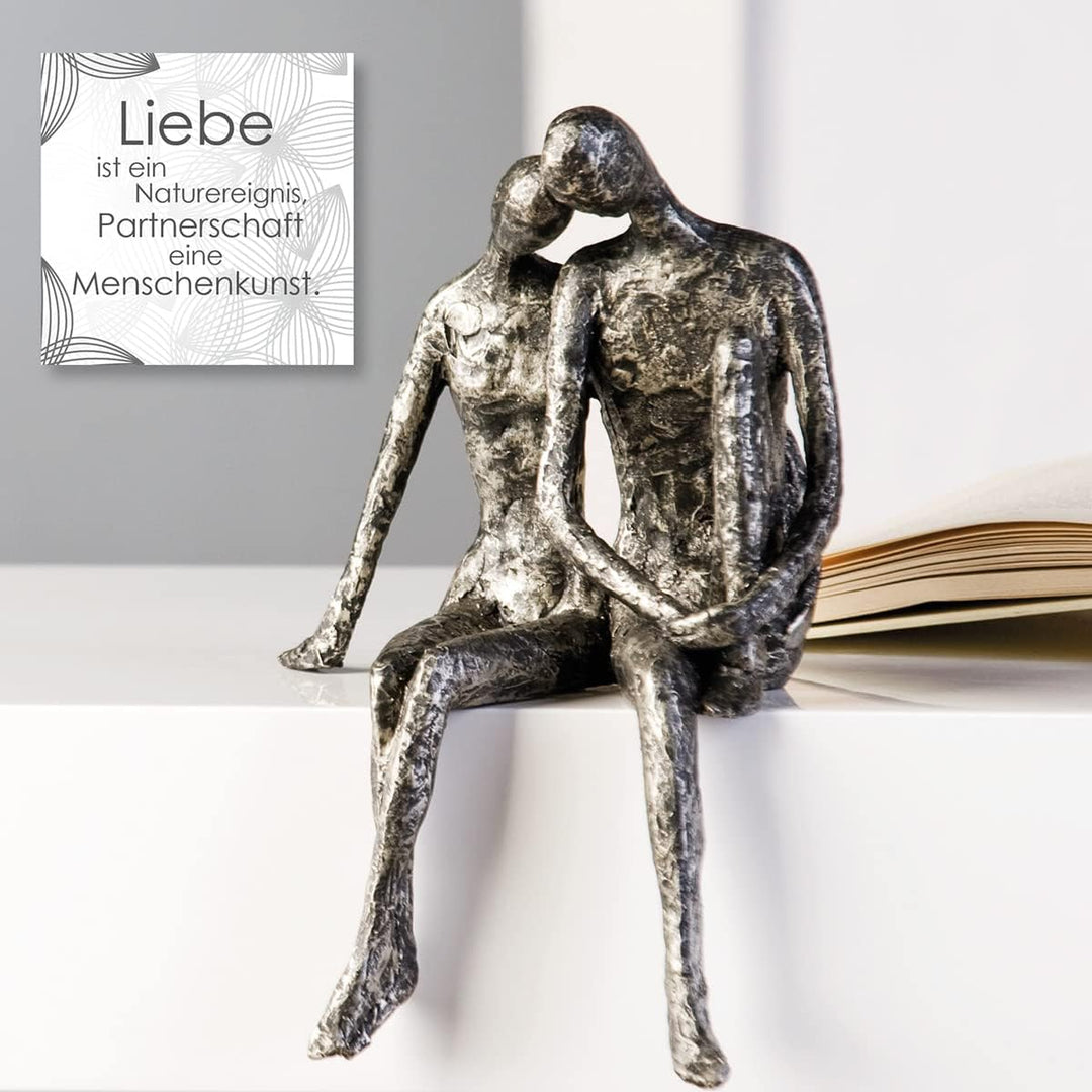 Casablanca 59657 Skulptur - Dekofigur "Couple" - Paar - Polyresin - Farbe: antik-silber Höhe 25