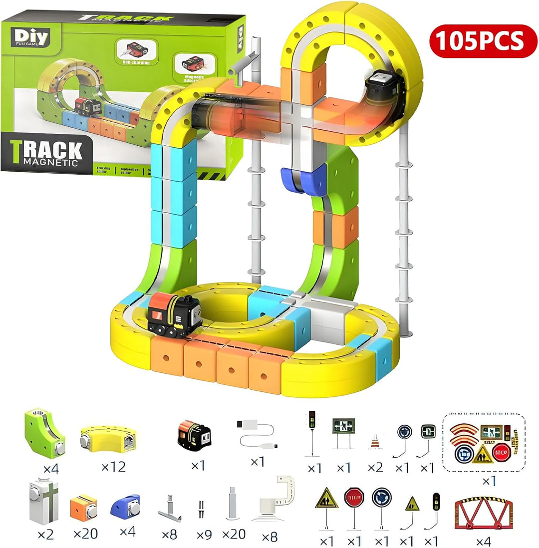 Clickrail Magnetische Schwebebahn Spielzeug, Elektrische Zug Set mit Motor & 360° Loopings - Kreativ