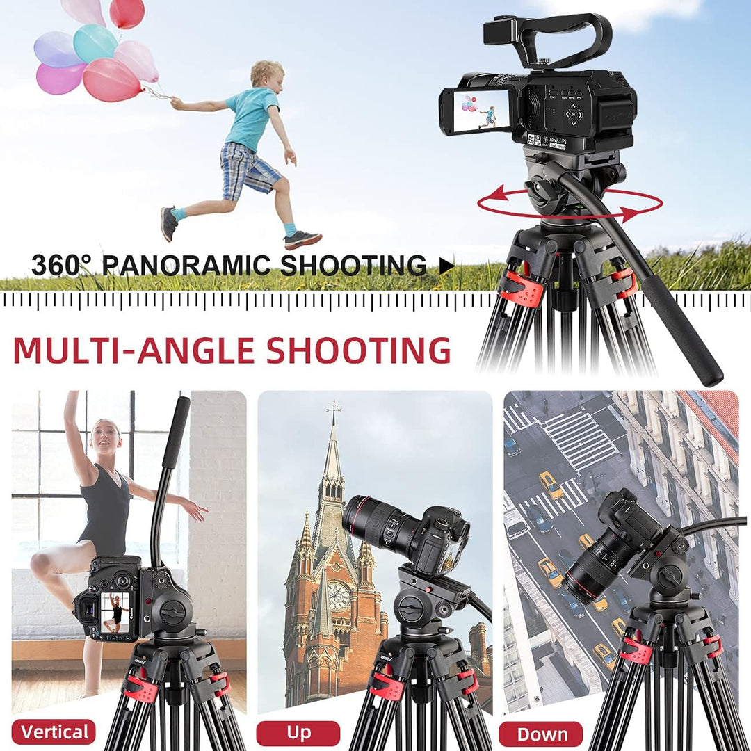 Heavy Duty Stativ 183 cm, Lusweimi Professionelles Aluminium-Videokamera-Stativ mit 2 Stück Universa