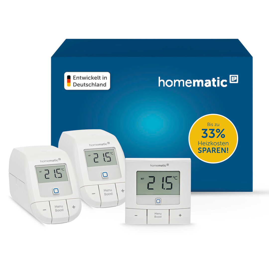 Bundle aus Homematic IP Smart Home Heizkörperthermostat – Basic (2x), digitaler Thermostat Heizung,