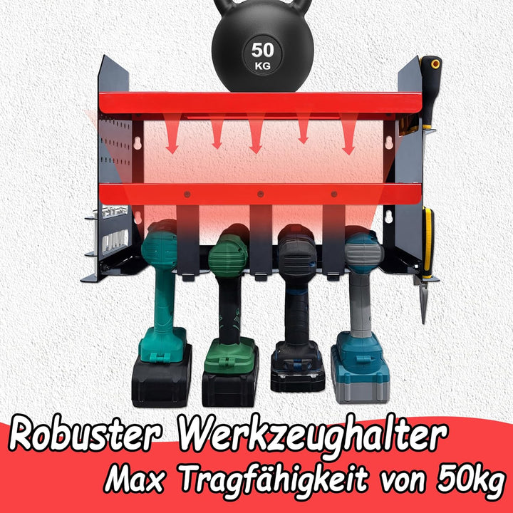 YRHome Werkzeugspeicher Aufbewahrung Akku Schlagbohrschrauber Wandhalterung für 4 Elektrowerkzeug 3-