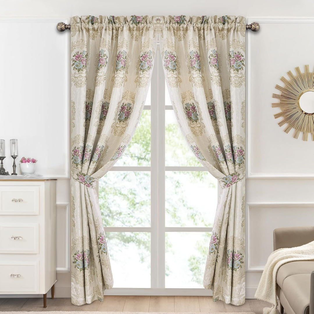 TOPLUXE Vorhänge für Fenster, Damastvorhänge 132x213cm für Schlafzimmer Wohnzimmer Küche, 2 Paneele