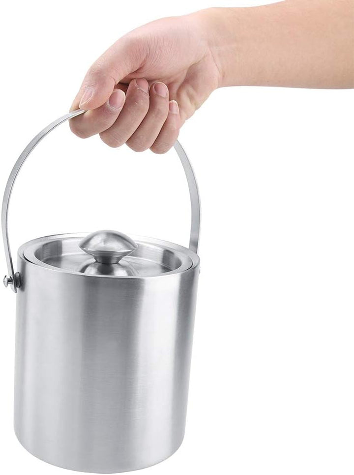 2L / 3L Eiskübel Doppelschicht Edelstahl Silber Doppelwandig Eiskübel mit Tragegriff und Deckel Hohe