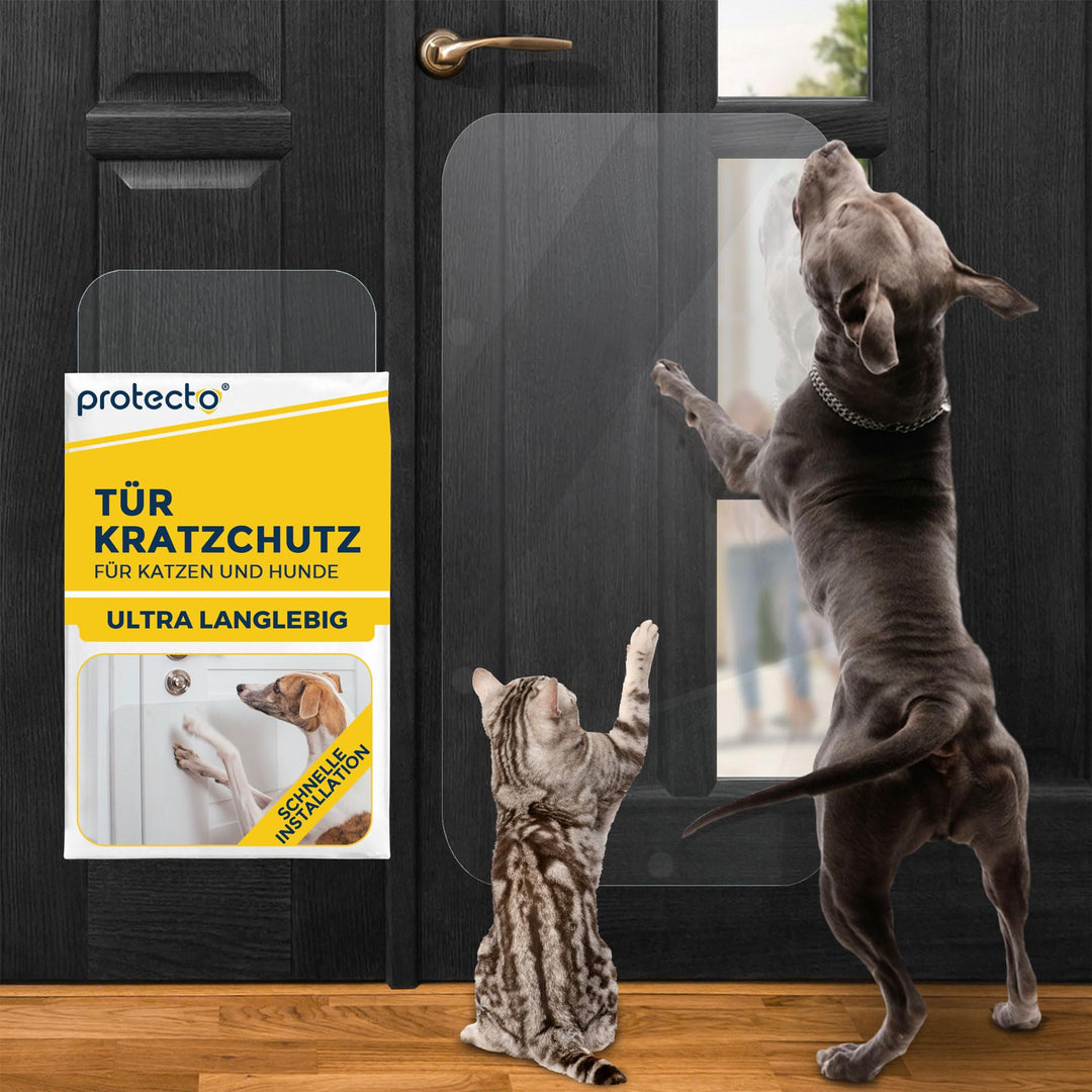 PROTECTO Türschutz für Hunde-Kratzschutz transparenter Katzen-Kratzschutz – mühelos anzubringender k