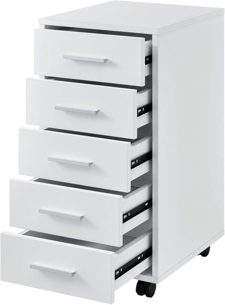 [en.casa] Rollcontainer mit 5 Schubladen Rollschrank Rollwagen 63x33x38cm Schubladencontainer Büroco