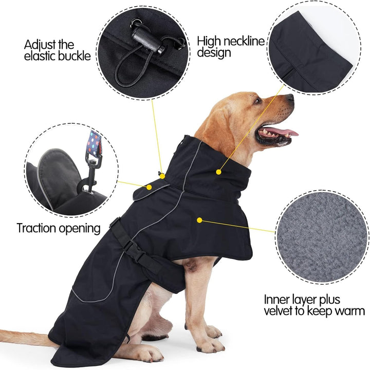 HEYWEAN Hundejacke Wasserdichter Hundemantel Reflektierende Jacke für kaltes Wetter mit weichem Flee