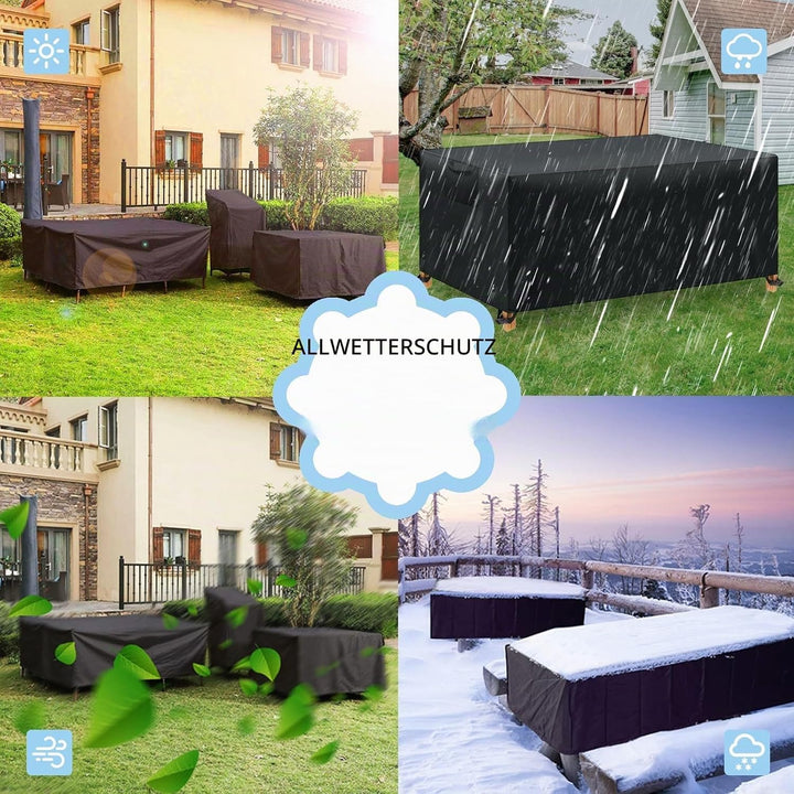 WUAYAMI Gartenmöbel Abdeckung wasserdichte Abdeckplane Gartenmöbel Winddicht Anti-UV Schwerlast 420D