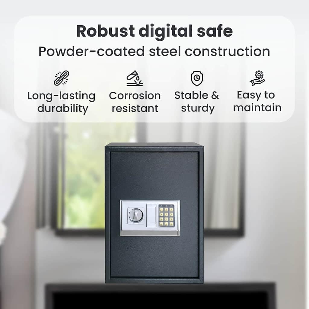 vidaXL Digitaler Safe mit Schloss Dunkelgrau 35 x 31 x 50 cm Stahl, Heimwerker Schreibtischsafe, mod