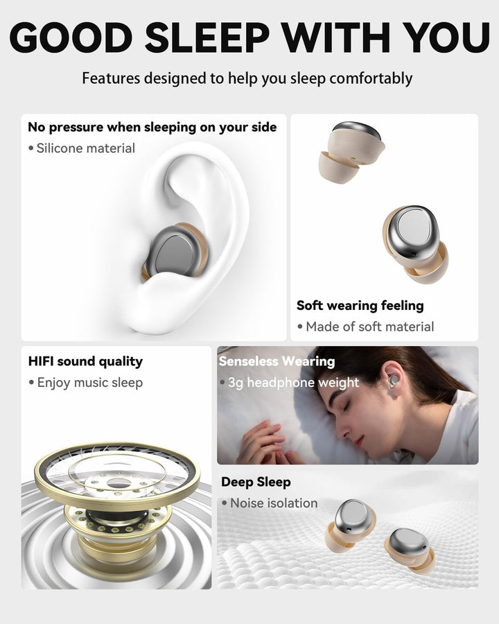 ANSTEN Schlafkopfhörer Bluetooth 5.4, Noise Cancelling Kopfhoerer | In Ear, Sleepbuds Schlafkopfhöre