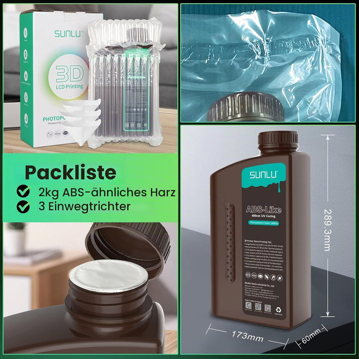 SUNLU ABS-Like 3D Drucker Resin 1KG, 405nm UV-härtendes Standard Photopolymer Schnellharz für den LC