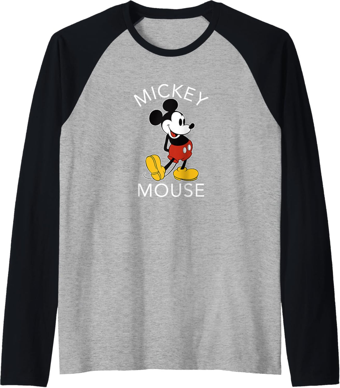 Disney Mickey Mouse Arms Back Leg Out With Text Raglan
