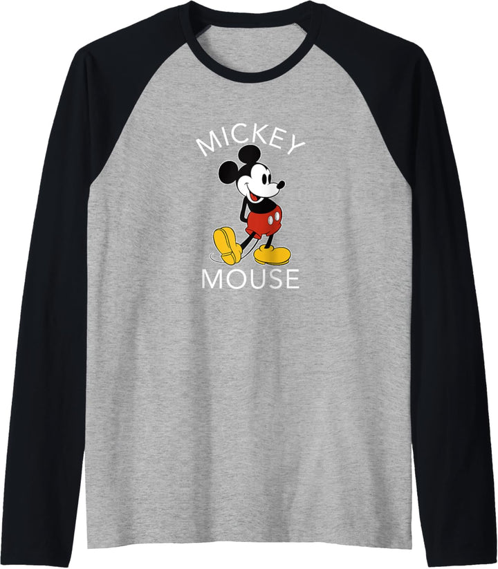 Disney Mickey Mouse Arms Back Leg Out With Text Raglan