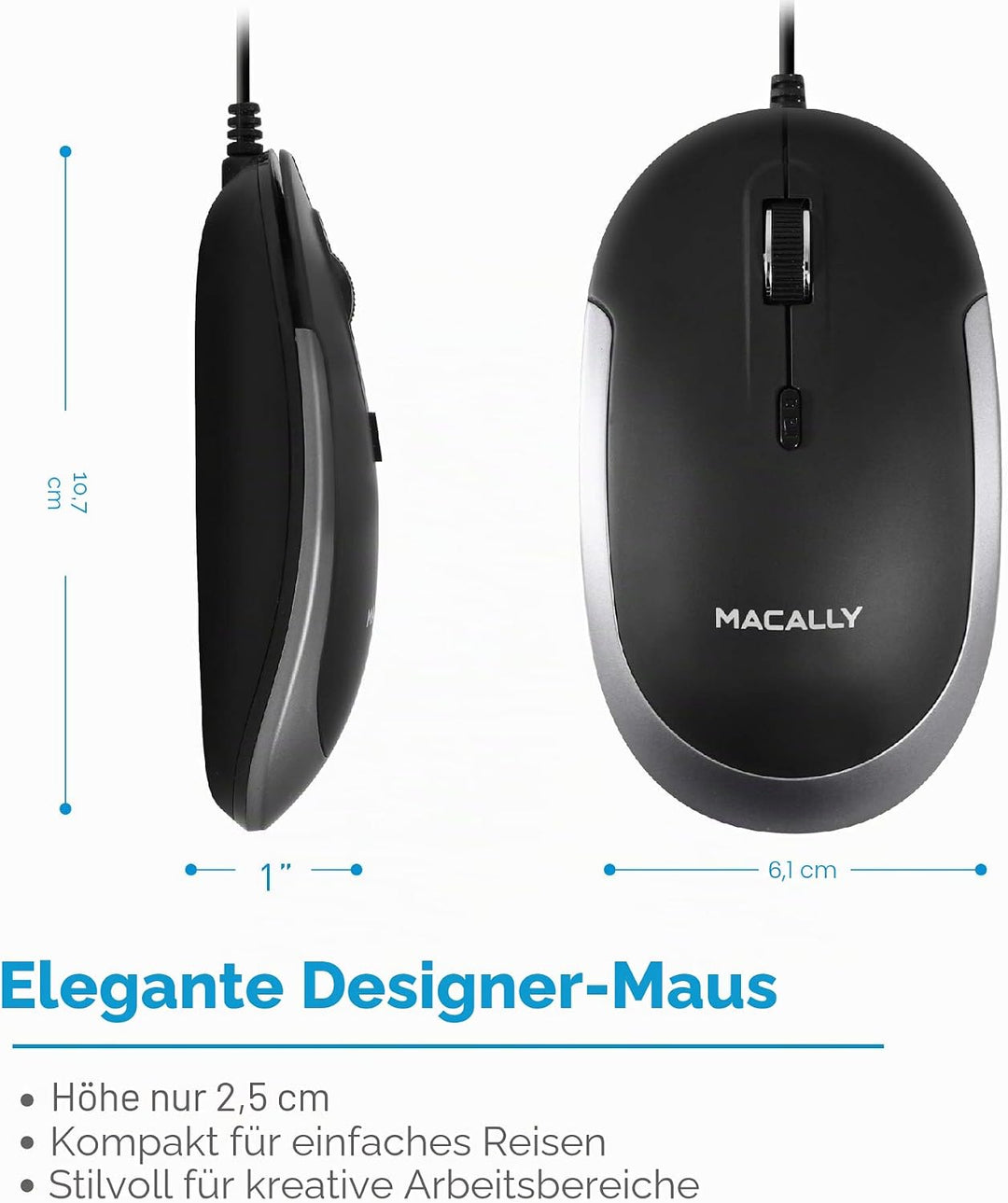 Macally USB-Typ-C-Maus – Schlankes & kompaktes Design – USB-C-Maus für MacBook Pro iMac PC usw. – Ei
